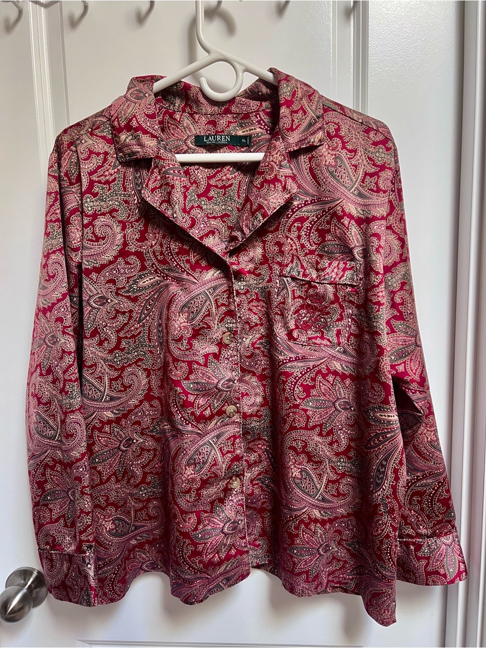 Ralph Lauren Paisley Pajama Set Burgundy Rust Old Money Quiet Luxury High End - Picture 3 of 10